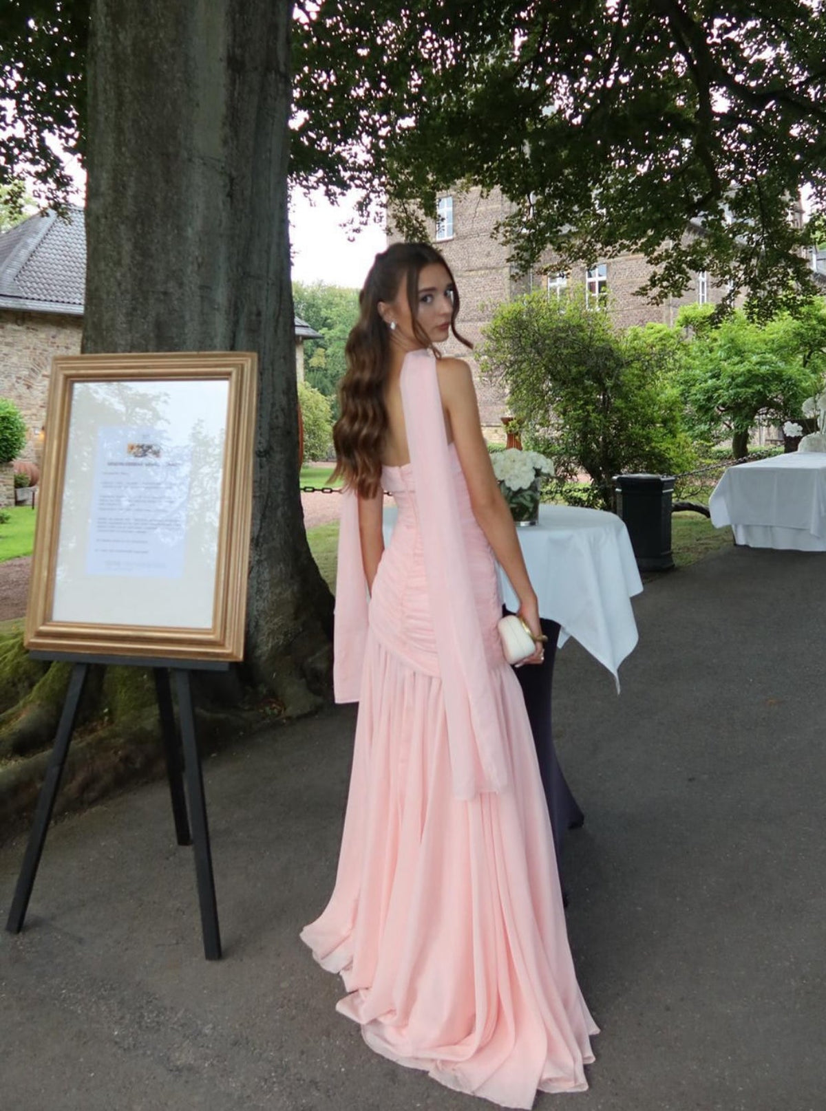 Pink A-Line Prom Dresses Chiffon Formal Party Dress