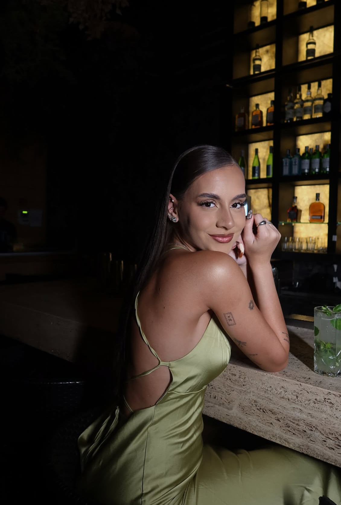 Backless Green Satin Long Prom Dress Graduation Maxi Dress J7954