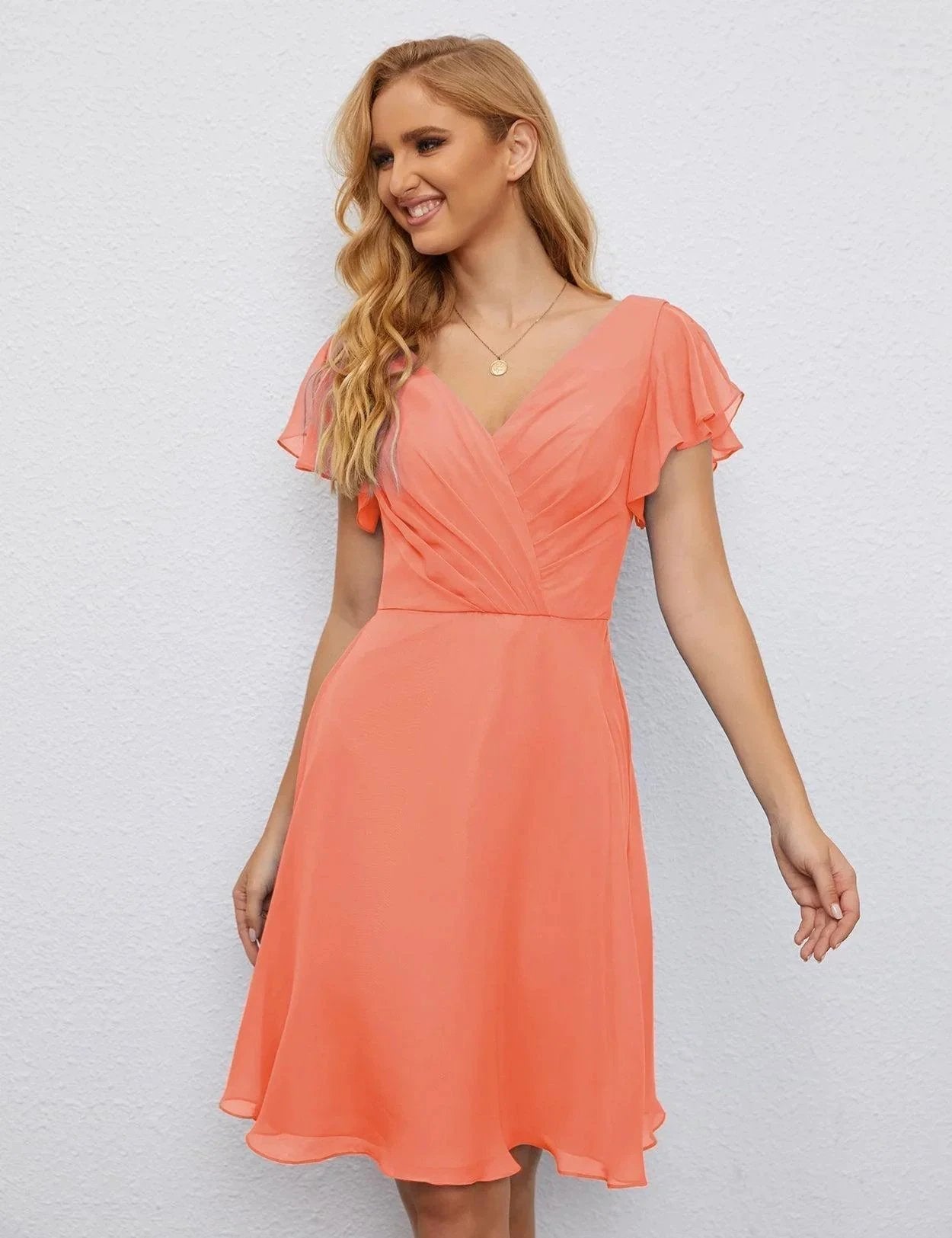 ZapDress U Back Homecoming Dress Formal Prom Dress Knee Length Short Sleeves Cocktail Party Dress 28077 (ZD16953)