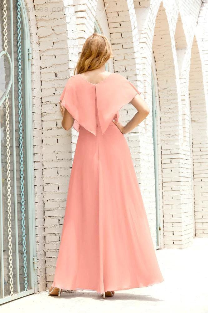 Zapdress Mother of The Bride Dresses Plus Size V-Neck Floor Length Formal Prom Dress for Wedding Guest 28020 (ZD17058)