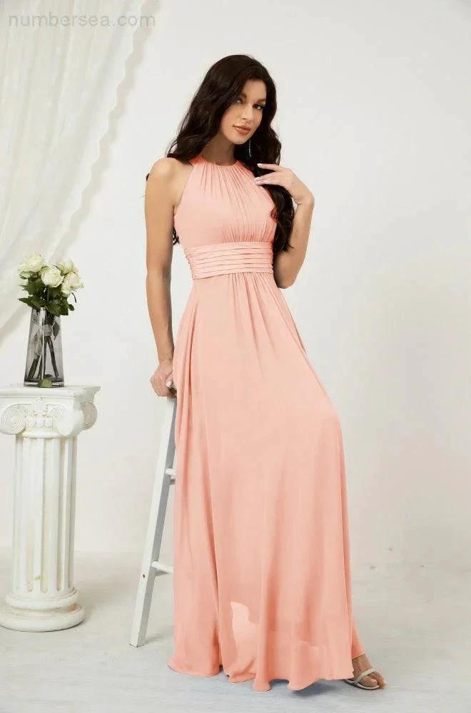 ZapDress Formal Party Gown Dress Chiffon Halter Long Sleeveless Bridesmaid Dresses 2802 (ZD16960)
