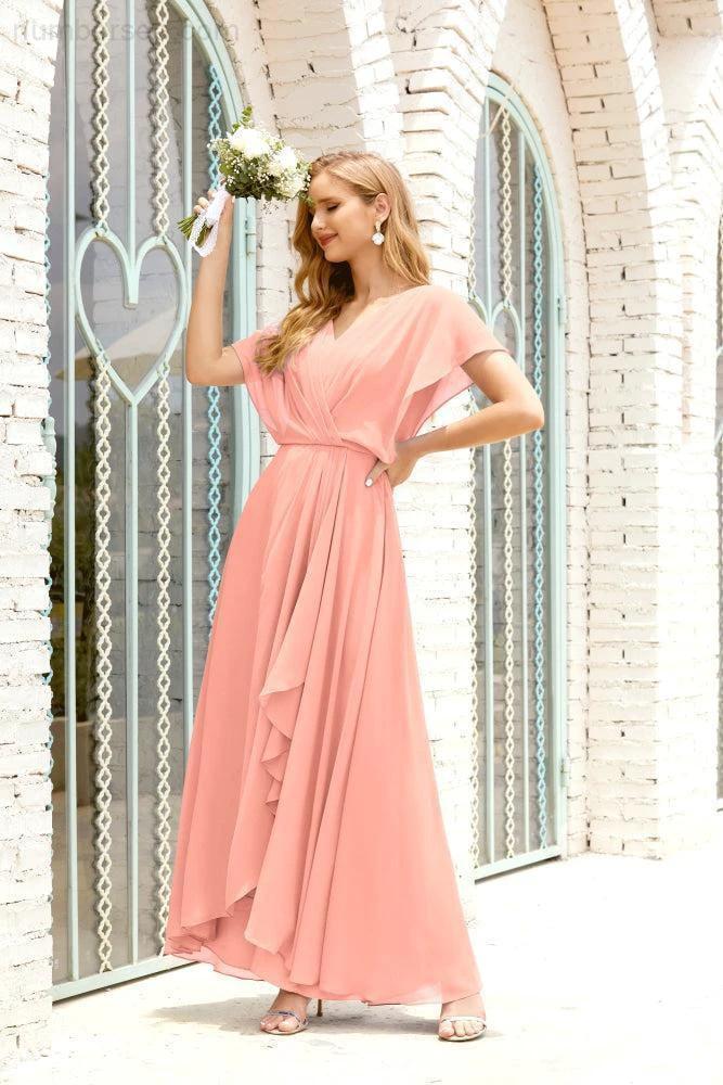Zapdress Mother of The Bride Dresses Plus Size V-Neck Floor Length Formal Prom Dress for Wedding Guest 28020 (ZD17058)