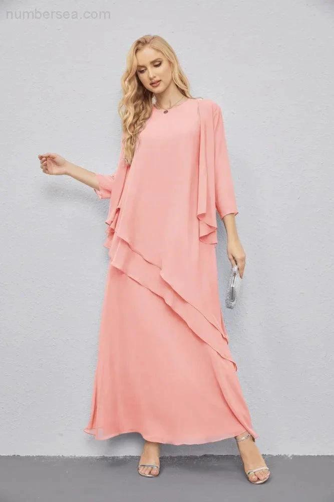 Mother of Bride Dresses with Open Front Lightweight Cardigan Formal Prom Gown 28081 (ZD16990)
