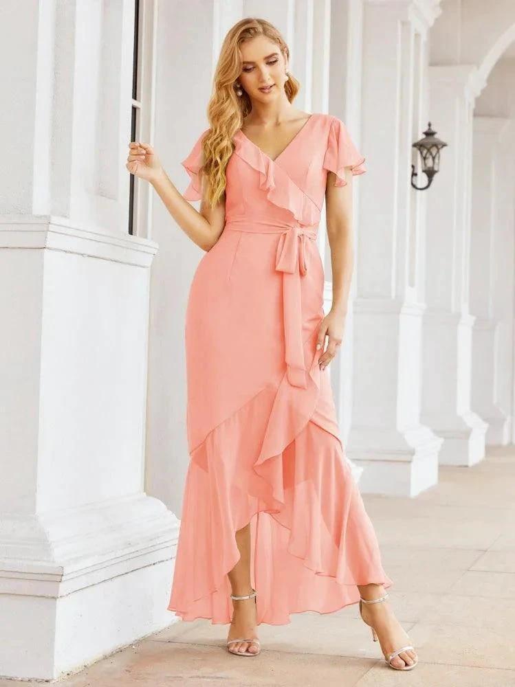 Numbersea Ruffled Bridesmaid Dresses Mermaid Formal Violin Evening Party Prom Gowns 28042 by numbersea