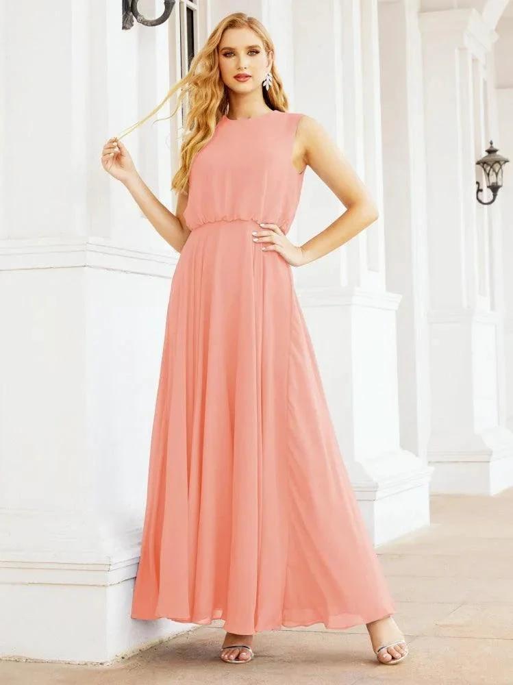 Numbersea Sleeveless Long Bridesmaid Dress A line Formal Evening Prom Gown 28025 by numbersea