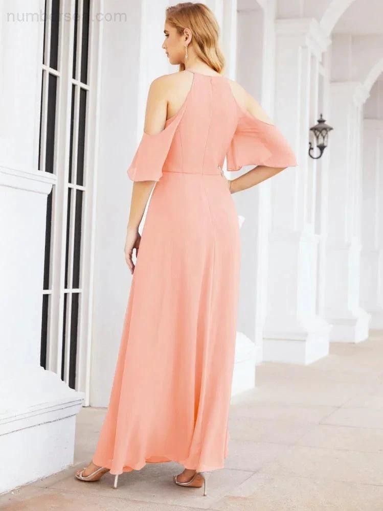 ZapDress Cold Shoulder Bridesmaid Dresses A-Line Long Formal Evening Gowns 28074 (ZD17048)