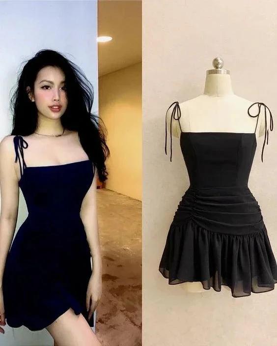 Black Straps A-line Simple Party Dress Short Homecoming Dress Y1904 by simplepromdress