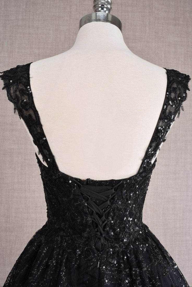 Pretty Gold Lace Butterfly Appliques Short Homecoming Dress Formal 20th Birthday Party Dress - View 9 | FashionDia