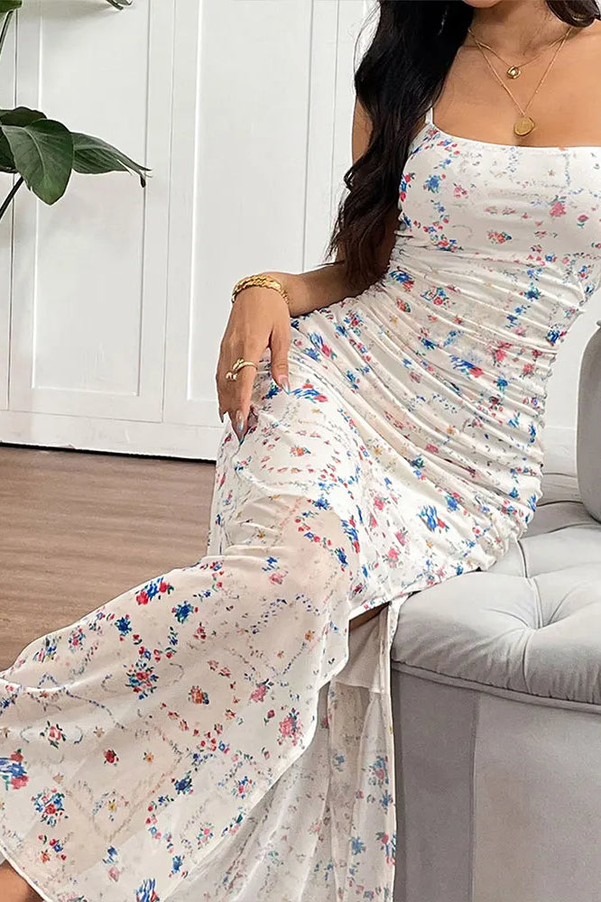 Spaghetti Strap Backless Floral Dress - View 5 | FashionDia