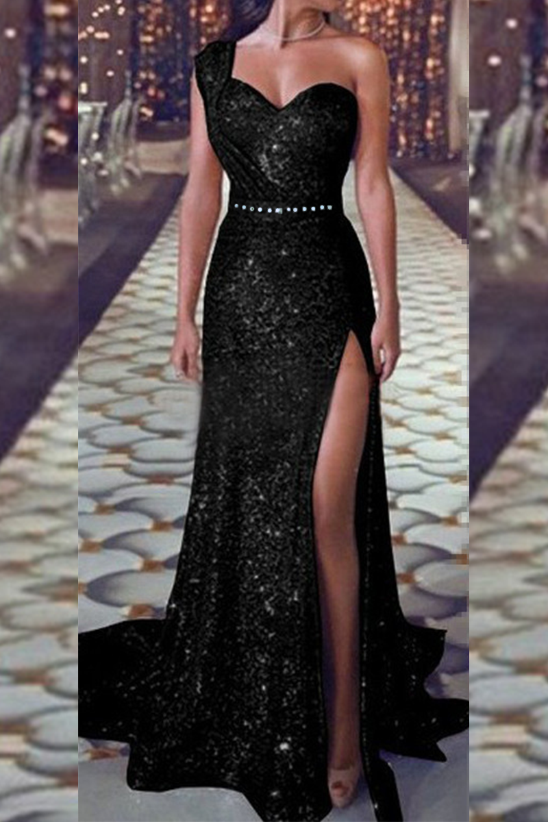 Sexy Bronzing Patchwork V Neck Evening Dress Dresses(6 Colors) - VelvetHem