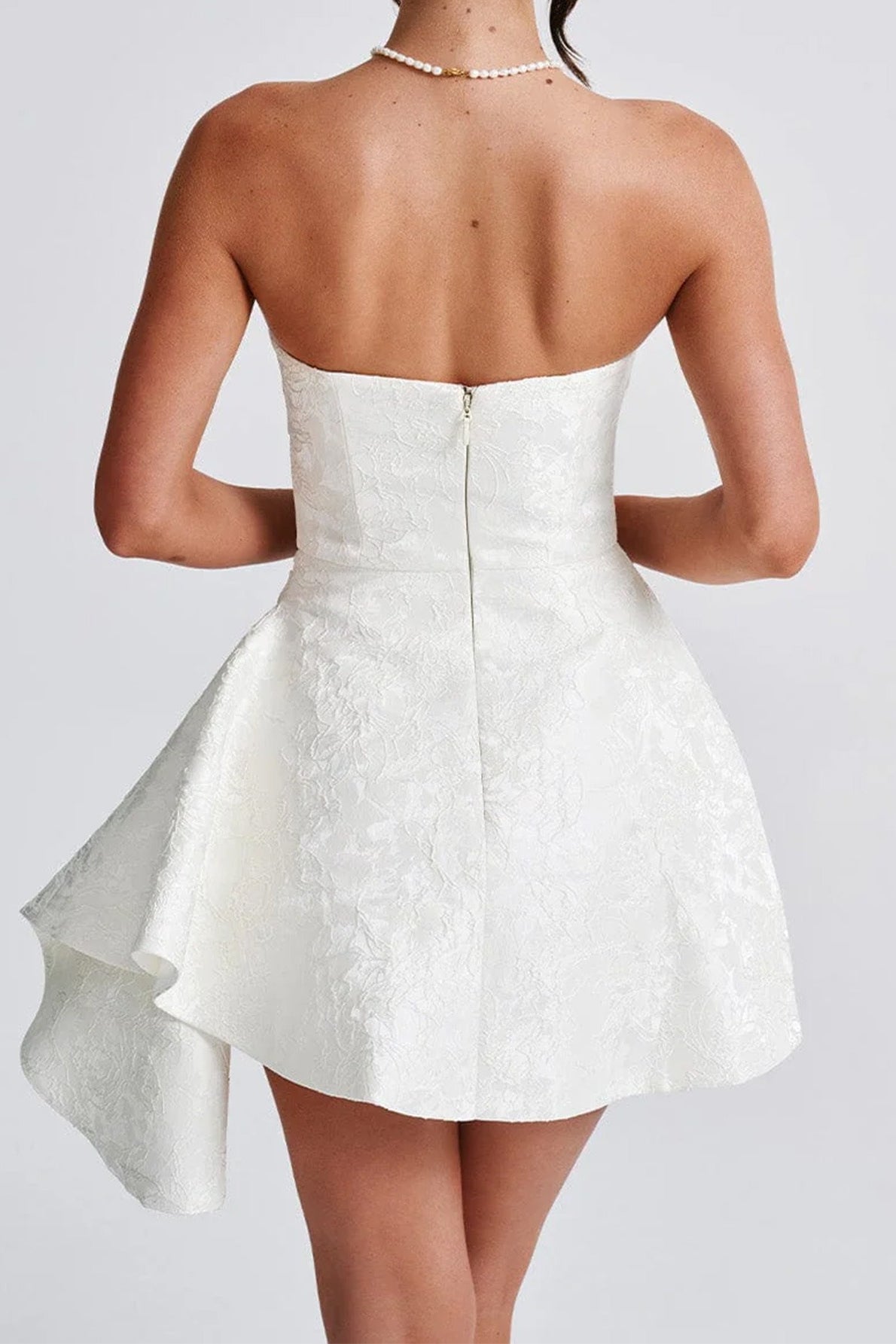 Tailored Strapless Jacquard Mini Dress for Modern Fashion Wear