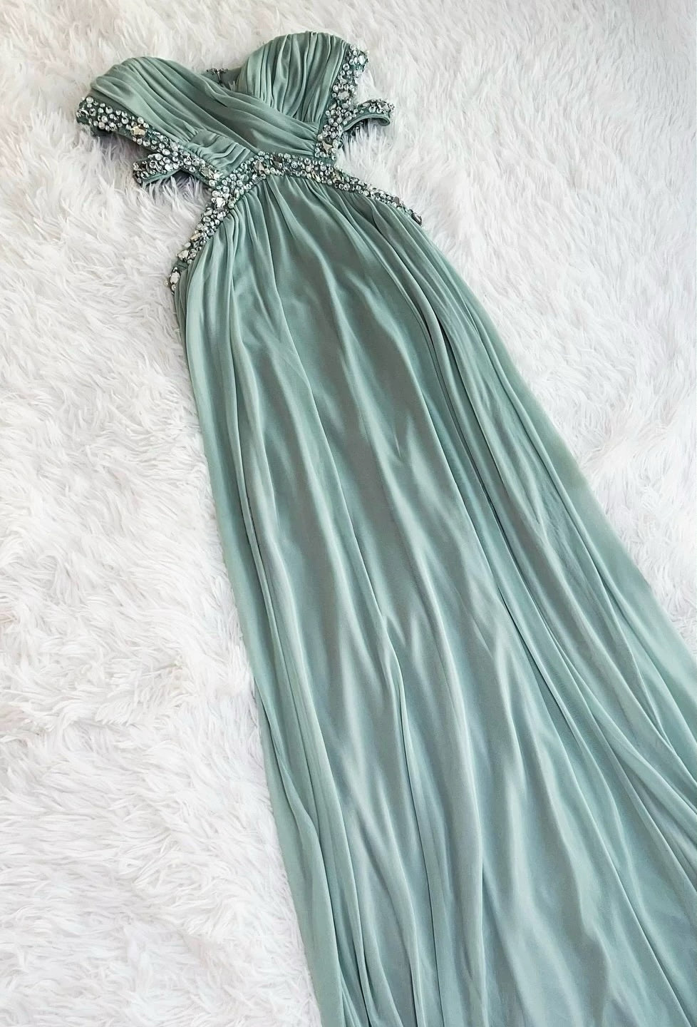 Sweetheart A-Line Chiffon Long Prom Dress Beaded Evening Dress