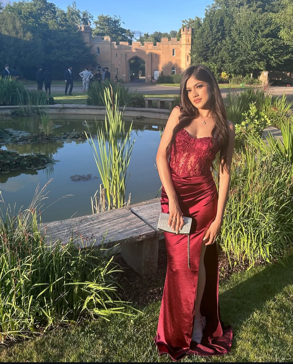 Sweetheart Mermaid Long Prom Dress Applique Burgundy Evening Dress
