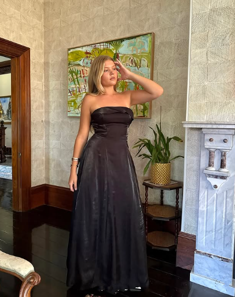 Unique Black Strapless A Line Prom Dress Formal Evening Dress