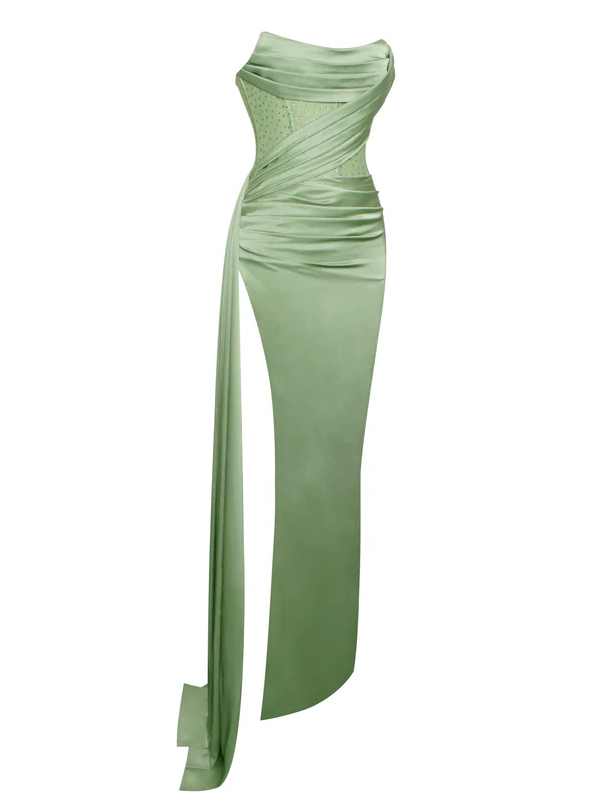 Sexy Green Mermaid Side Slit Maxi Long Party Prom Dresses,Evening Dresses fg6759
