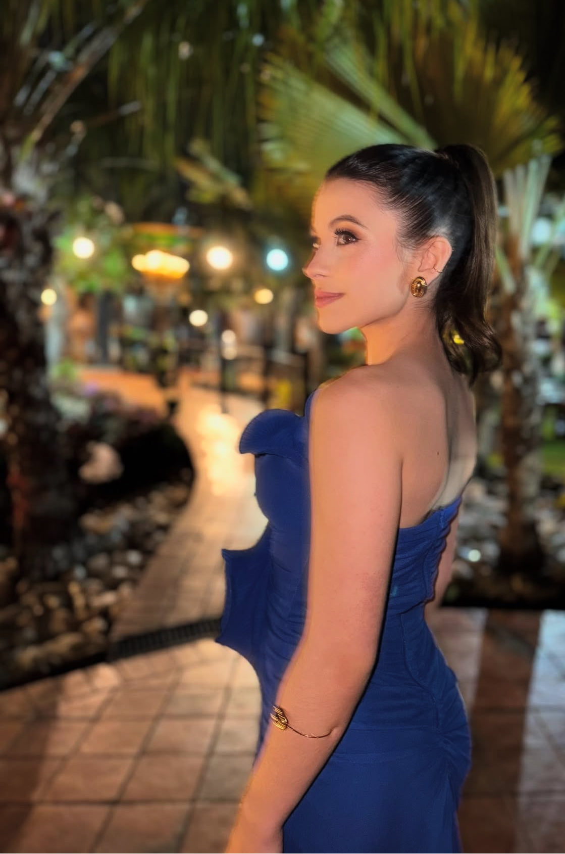 Blue Sheath Wedding Guest Dress With Slit J7833