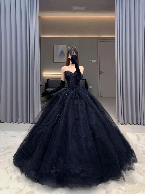 Black Ball Gown Sweet 16 Dress Quinceanera Dress - VelvetHem
