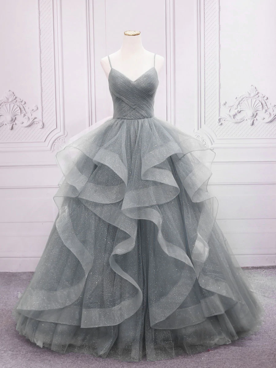 A-Line tulle long prom dress dress,tulle sweet 16 dress - View 6 | FashionDia
