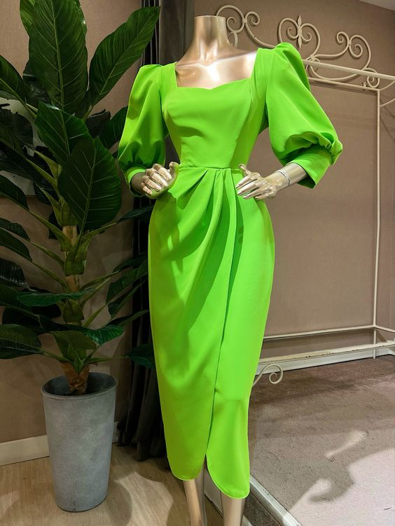 Vintage Green Sheath Party Dress,Green Party Gown