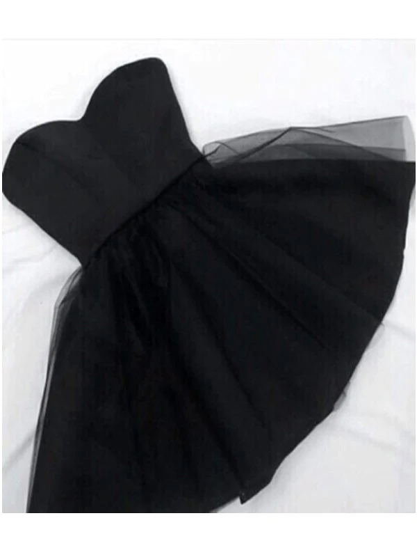 Custom Made A-Line Sweetheart Neck Short Black Prom Dresses, Short Black Homecoming Dresses, Graduation Dresses, Black Formal Dresses - View 2 | FashionDia