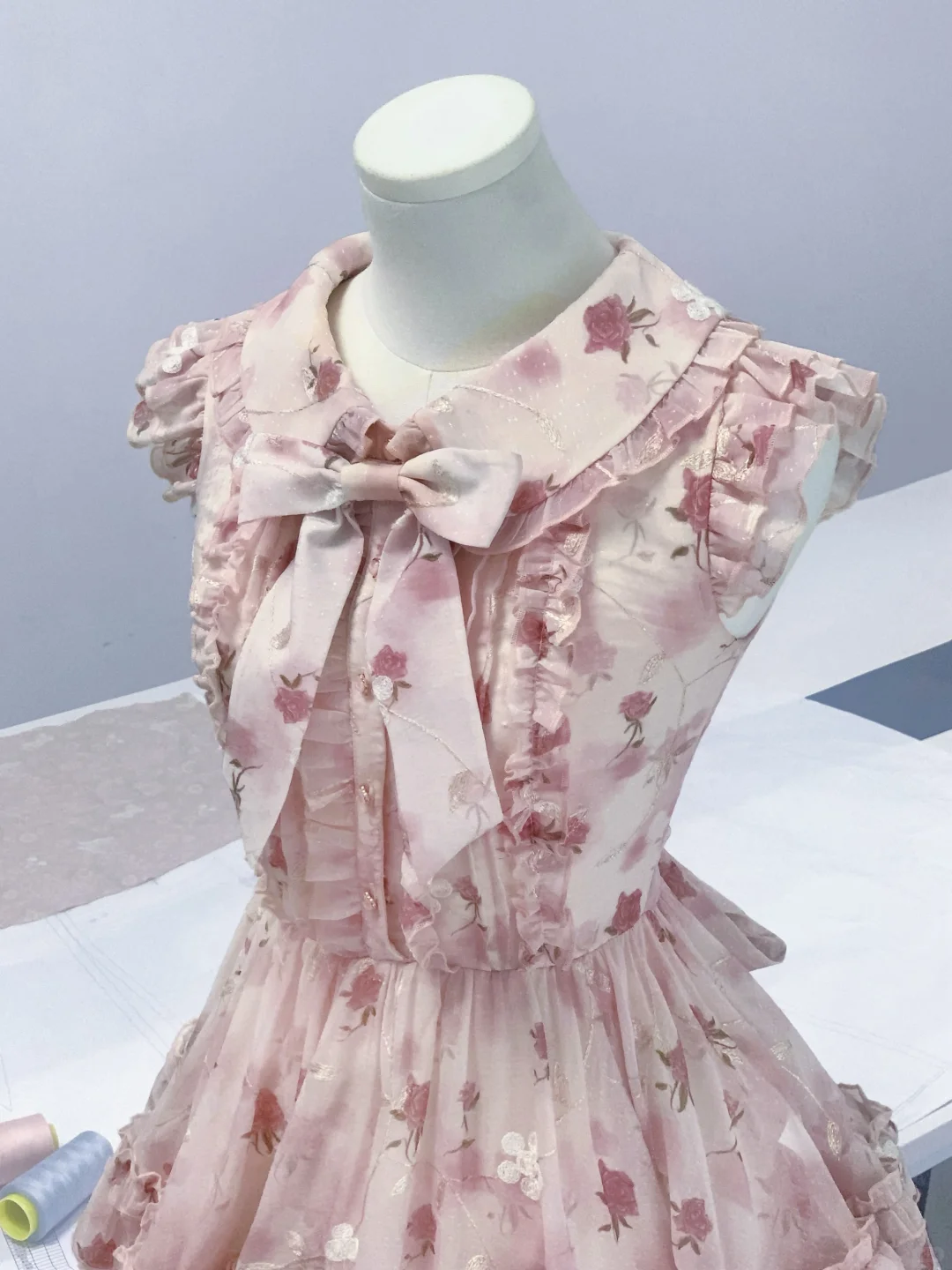 Cute Blue Chiffon Print Floral A-Line Short Birthday Outfits Formal 7th Grade Homecoming Dress - View 6 | FashionDia