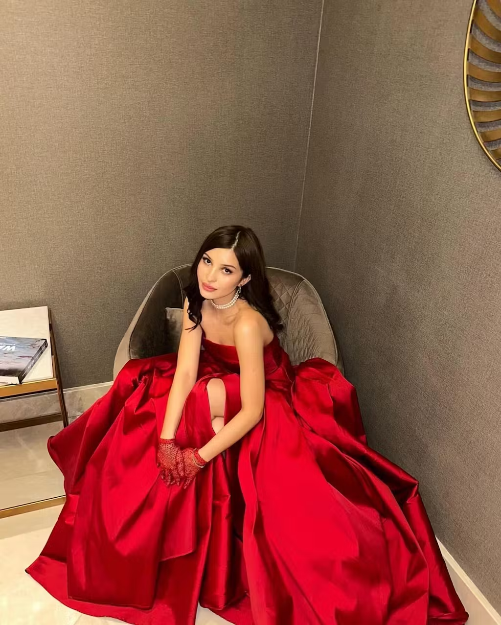 Charming Princess A-Line Strapless Red Long Party Evening Dress - FashionDia