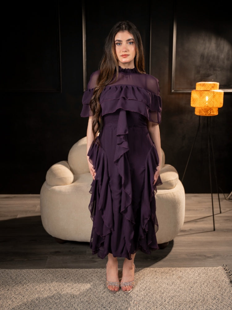 Misty Violet ��� Layered Chiffon Gown
