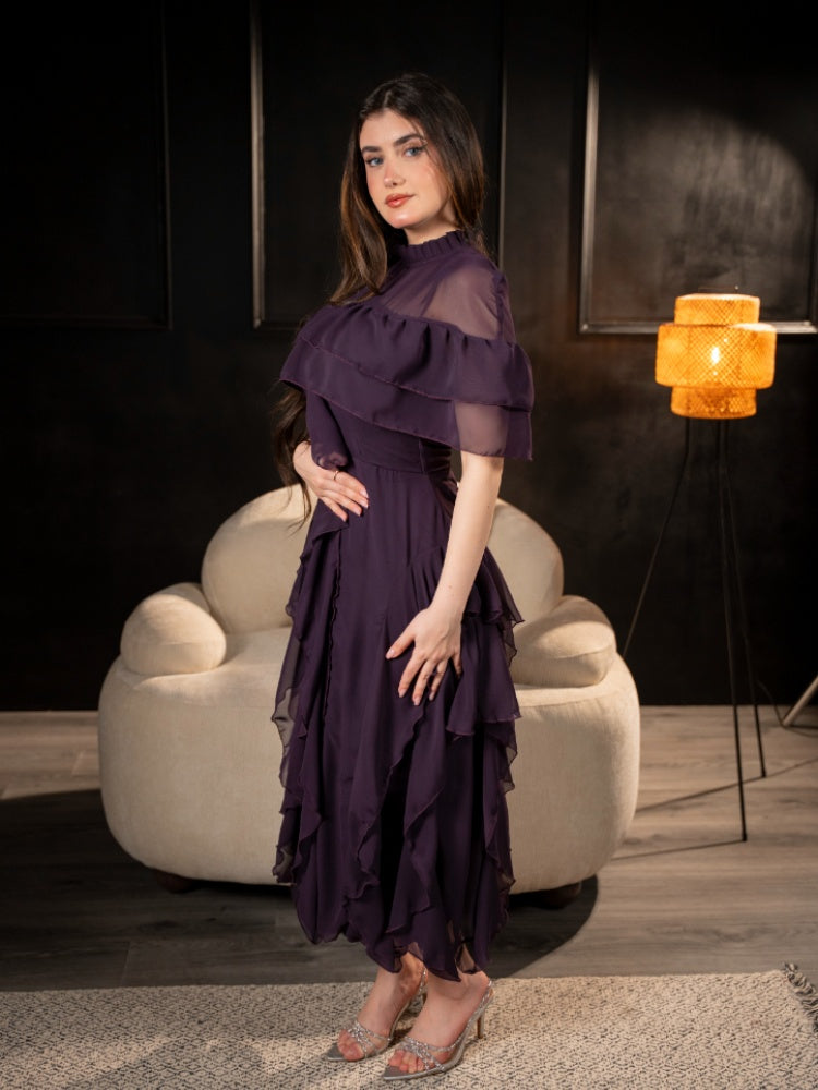 Misty Violet ��� Layered Chiffon Gown