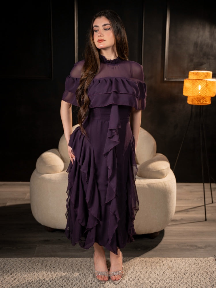 Misty Violet ��� Layered Chiffon Gown