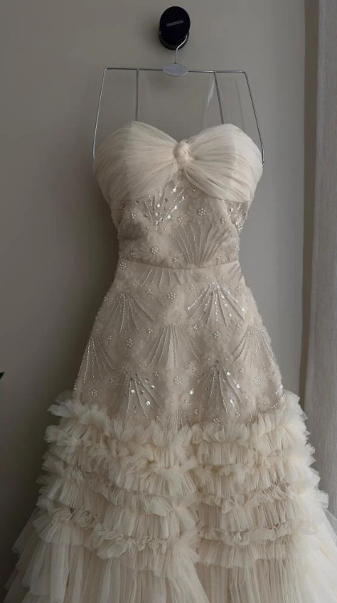 Elegant Sweetheart Neck Pink Sequin Tulle Lace Pleated Mermaid Long Party Dress Evening Gown - View 6 | FashionDia