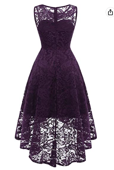 Women's Vintage Floral Lace Sleeveless Hi-Lo Cocktail Formal Swing Dress Party Dress - View 4 | FashionDia