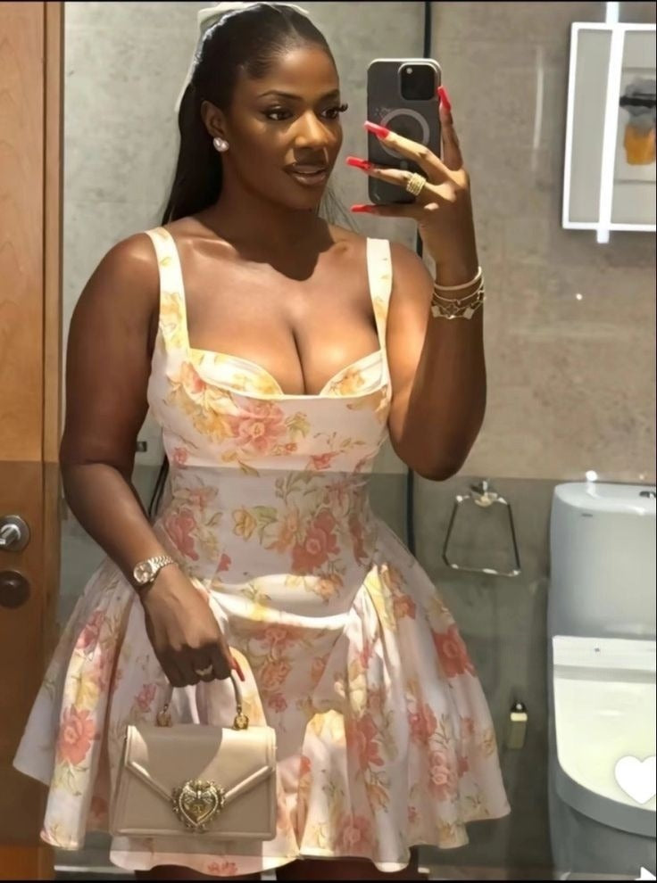 A Line Floral Print Birthday Outfit Short Evening Dress Cocktail Dresses Short Party Dress