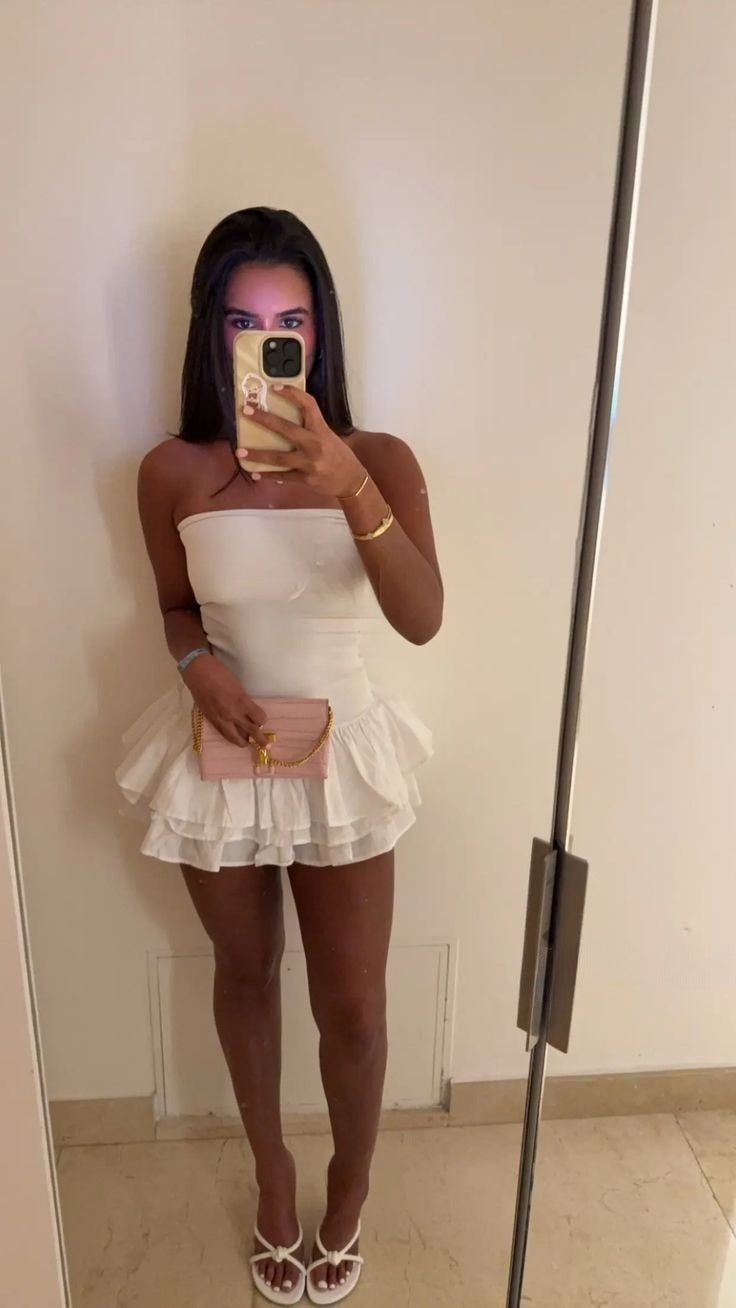 White Birthday Dress Short Homecoming Party Dress - View 2 | FashionDia