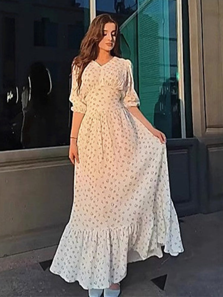 Vintage Inspired Tea Maxi Dress