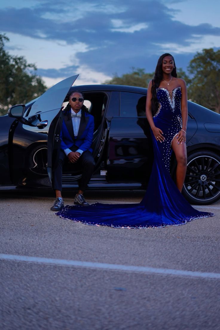 Royal Blue Mermaid Beading Crystals African Girl Prom Dresses Evening Dress