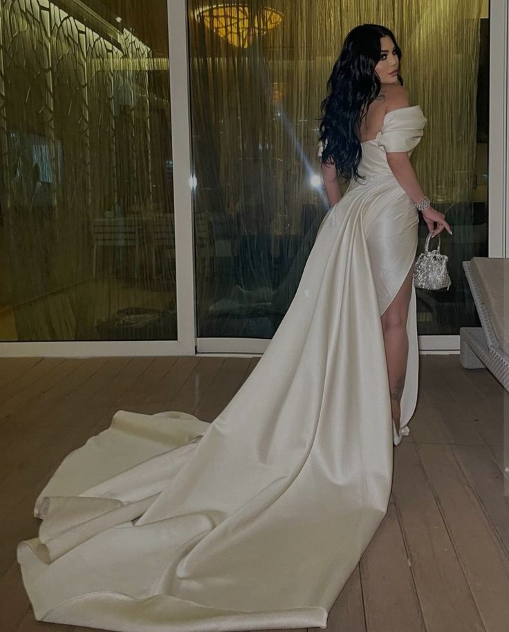 Vintage long satin pleated dress, elegant evening dress - View 3 | FashionDia