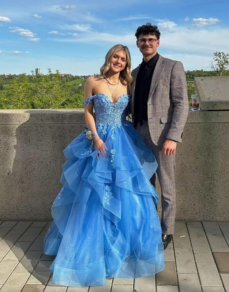 A Line Off Shoulder Blue Prom Dress Formal Dress Long Evening Party Dresses