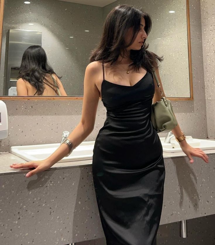 Black Simple Prom Party Dress Long Sexy Evening Dress - FashionDia