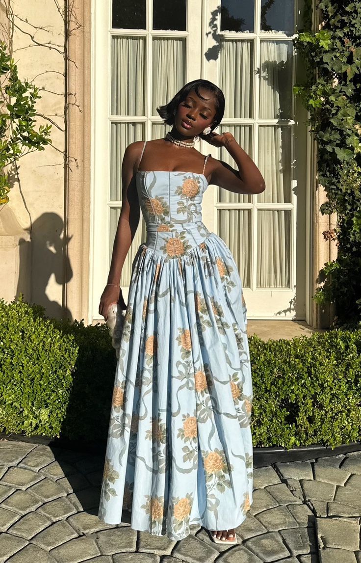 Elegant Printed Long Dress Women Square Neck A-Line Beach Holiday Style Long Party Dress - View 2 | FashionDia