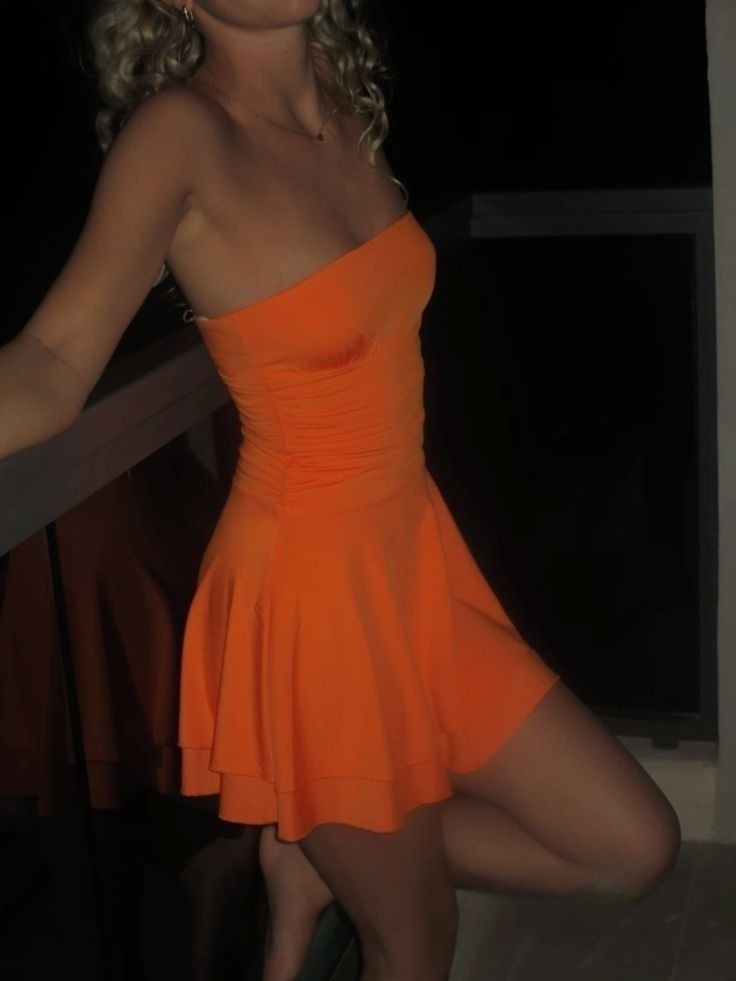 A Line Orange Homecoming Dress Short Evening Dress Cocktail Dresses Short Party Dress fg7934