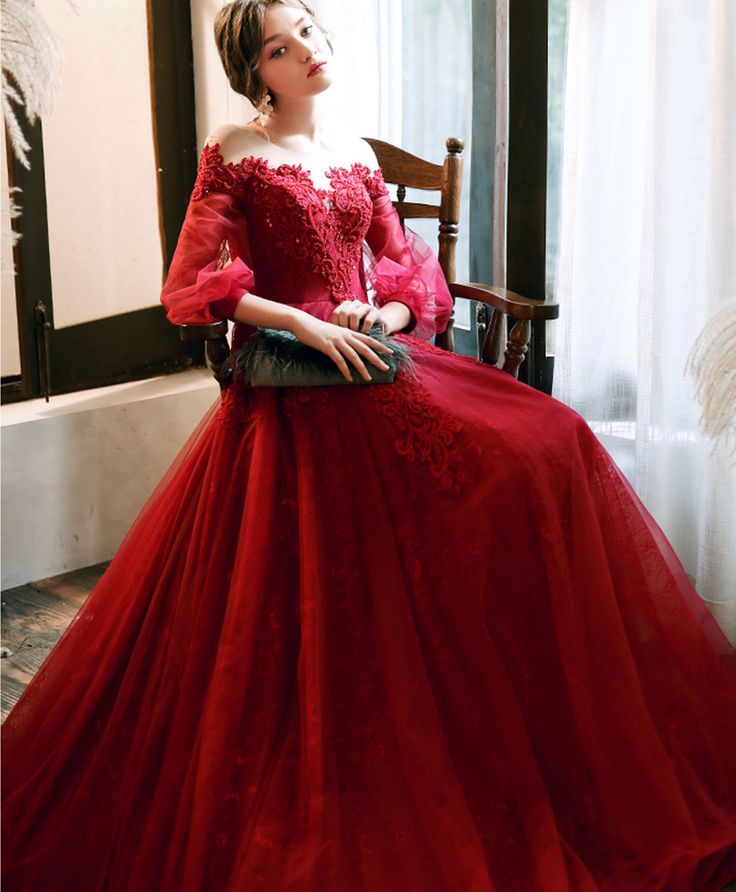 Round Neck Tulle Beads Long Prom & Evening Dress - View 2 | FashionDia
