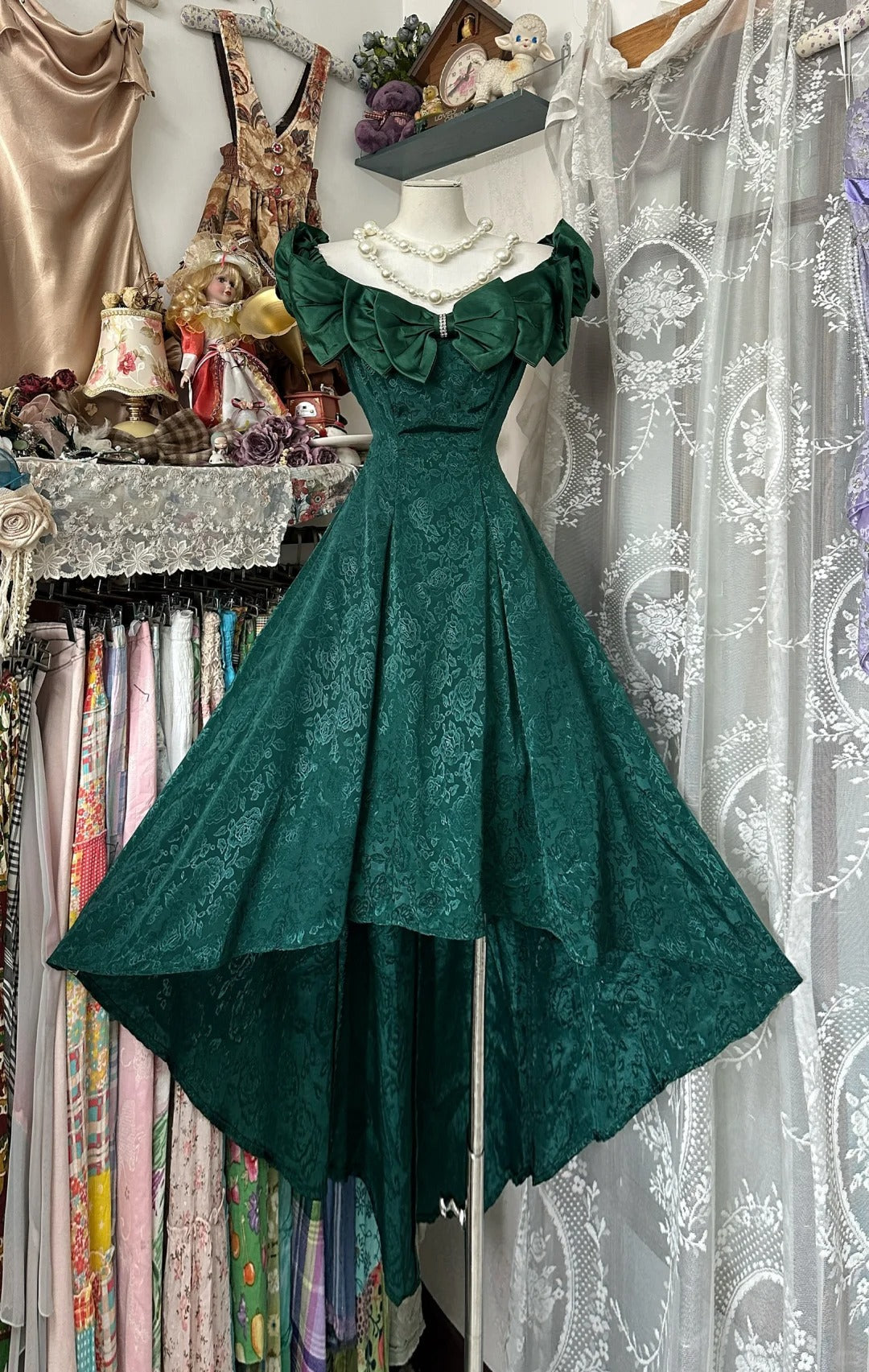 A Line Dark Green Vintage Evening Dress Elegant Sleeveless Prom Dress