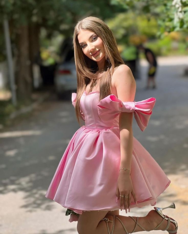 Pink Birthday Outfit Short Evening Dress Cocktail Dresses Short Party Dress Homecoming Dress - View 2 | FashionDia