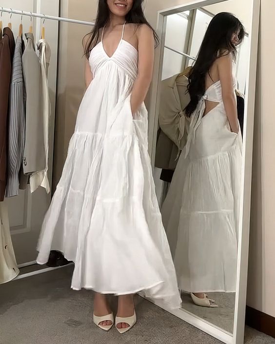 Sexy White Sleeveless Long Prom Dress,White Maxi Dress - View 2 | FashionDia