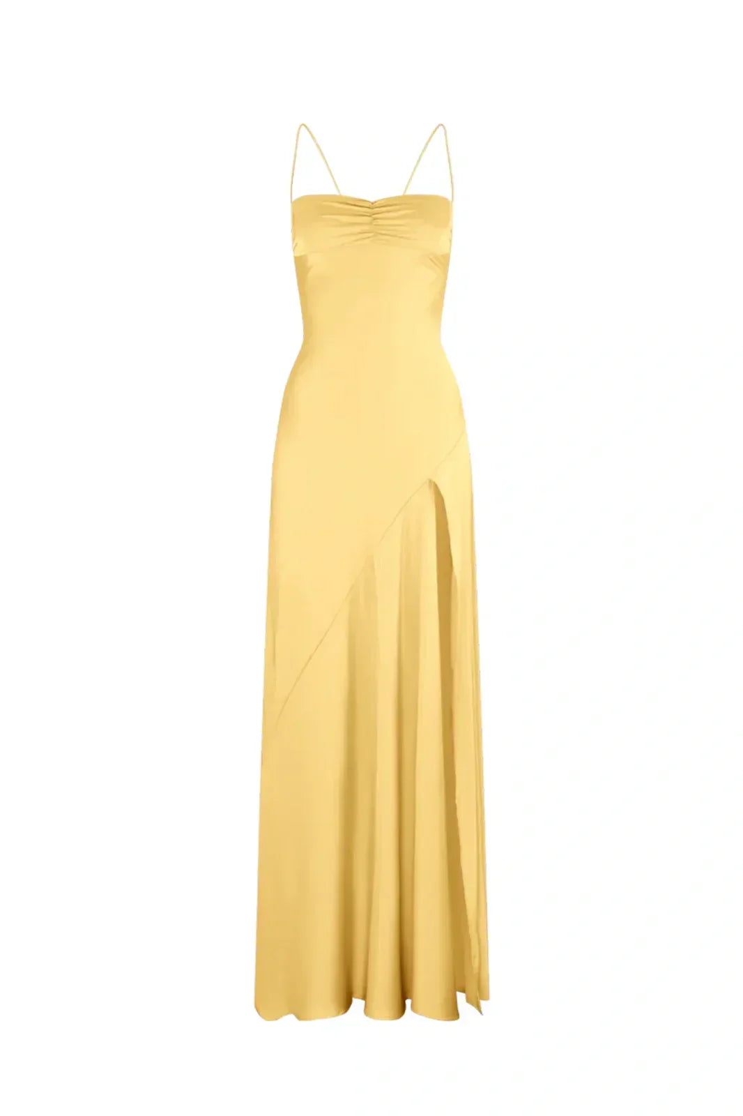Simple Sheath Spaghetti Straps Pink Long Party Dress with Split Front - View 14 | FashionDia