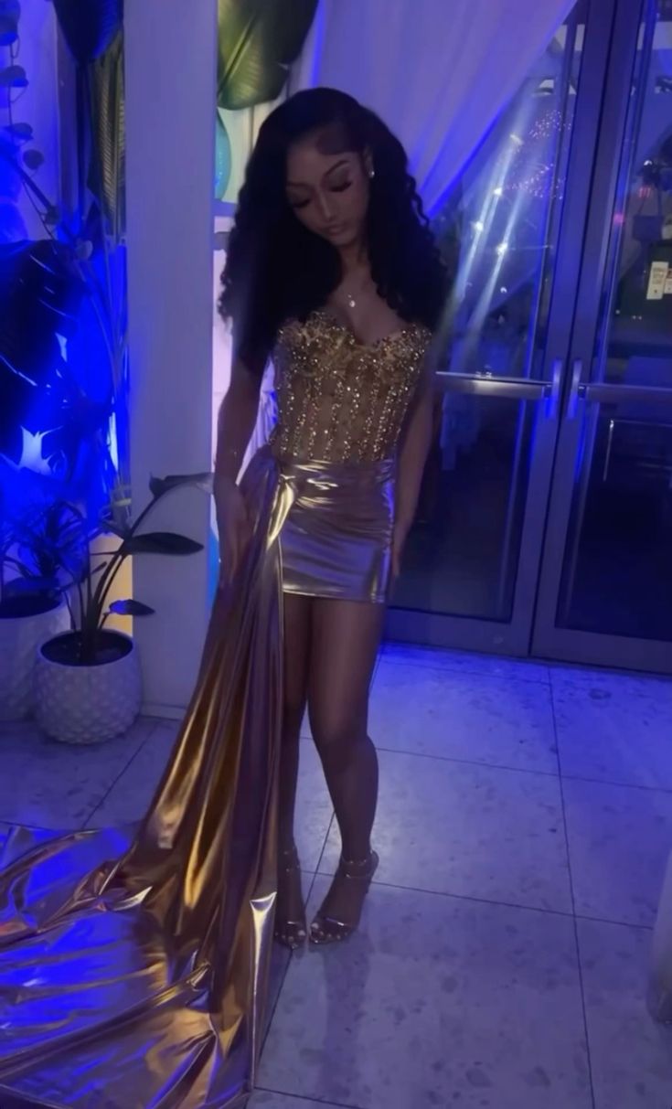 Gold Sexy Short Evening Dress Cocktail Dresses Short Party Dress - View 2 | FashionDia