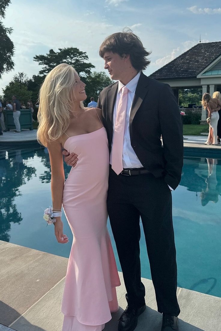 Charming Mermaid Straps Light Pink Long Prom Dress - FashionDia