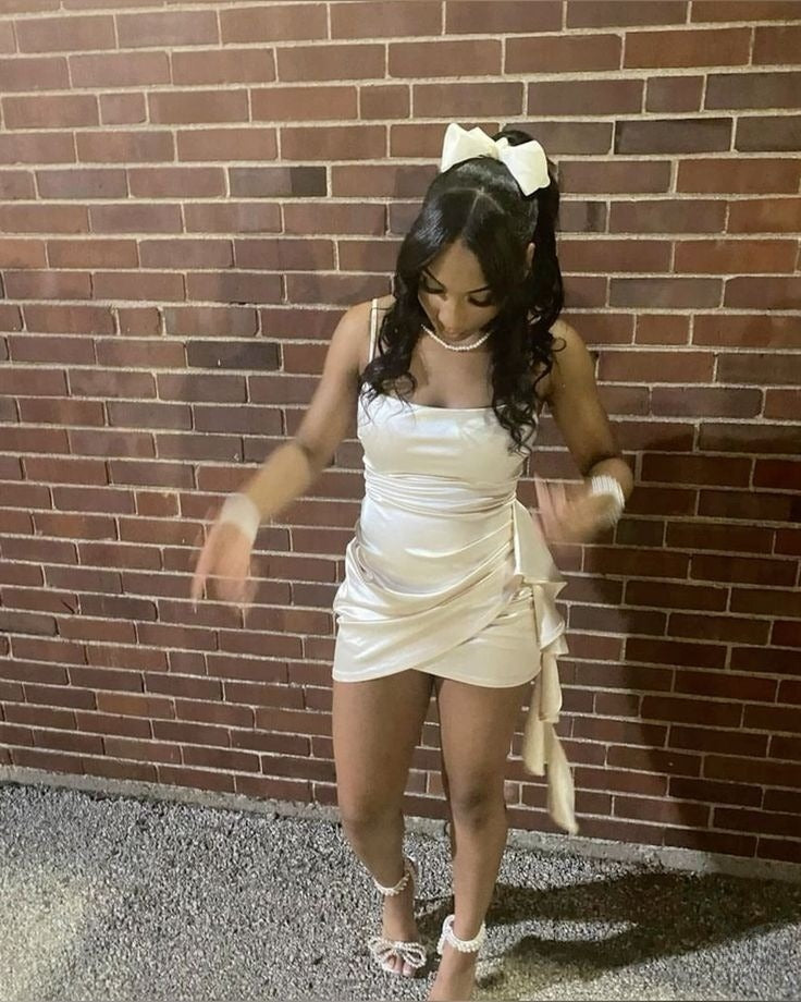 Spaghetti Straps Ivory Homecoming Dress Short Party Dress fg7712