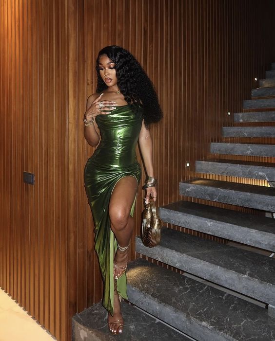Sheath Evening Dress For Black Girls, Green Prom Dress, Evening Party Dress - FashionDia