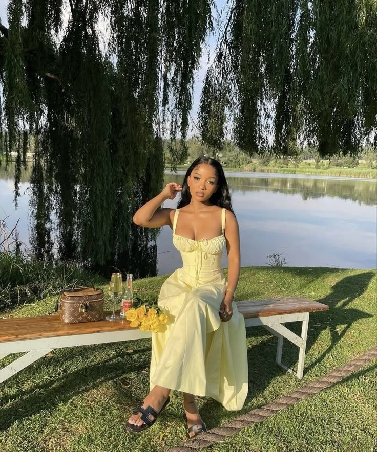 A Line Yellow Prom Dress, Evening Dress